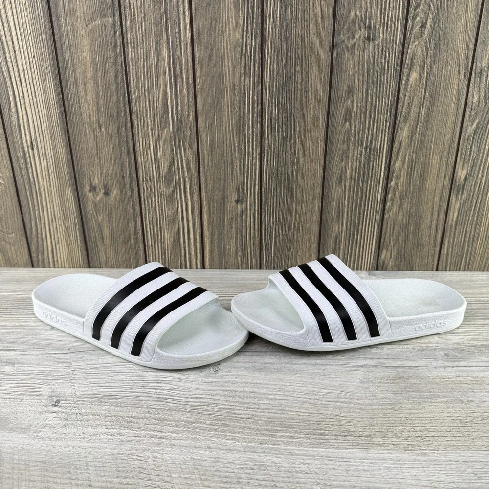 Adidas Unisex Adilette Shower Slides White & Black, Men 7, Women 8 Sandals